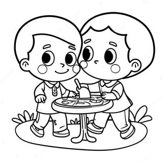 African American Kids Playing Together Coloring Page 33492-26970