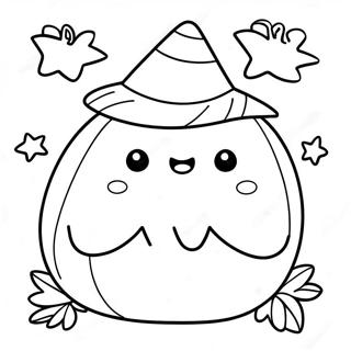 Cute Halloween Squishmallow With Pumpkin Coloring Page 33593-27053