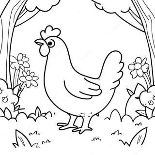 Charming Little Red Hen In The Garden Coloring Page 33663-27102