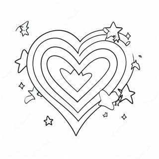 Colorful Rainbow Heart With Stars Coloring Page 33733-27179