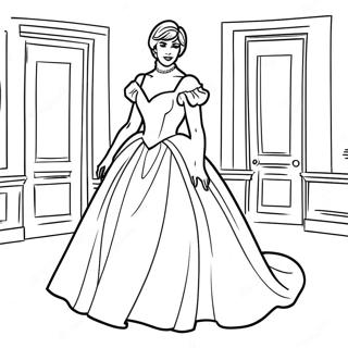 Elegant Princess Diana In A Ball Gown Coloring Page 33743-27165