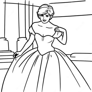 Elegant Princess Diana In A Ball Gown Coloring Page 33743-27168