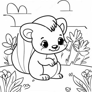 Cute Skunk In A Flower Garden Coloring Page 33803-27213