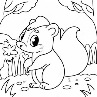 Cute Skunk In A Flower Garden Coloring Page 33803-27214