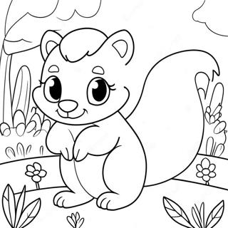 Cute Skunk In A Flower Garden Coloring Page 33803-27216