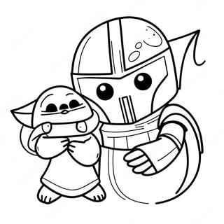 Cute Mandalorian With Baby Yoda Coloring Page 33823-27234