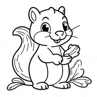 Cute Squirrel Holding An Acorn Coloring Page 3382-2794