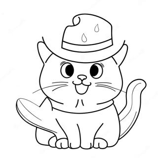 Silly Cat With A Hat Coloring Page 33843-27249