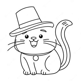 Silly Cat With A Hat Coloring Page 33843-27250