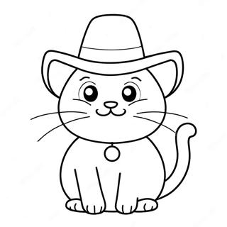 Silly Cat With A Hat Coloring Page 33843-27251