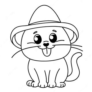 Silly Cat With A Hat Coloring Page 33843-27252