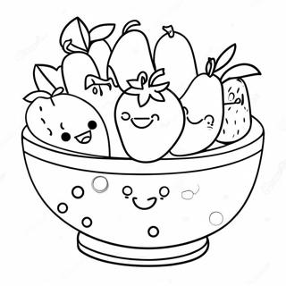 Colorful Fruit Bowl With Smiling Faces Coloring Page 33943-27322