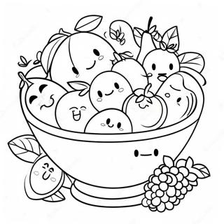 Colorful Fruit Bowl With Smiling Faces Coloring Page 33943-27323