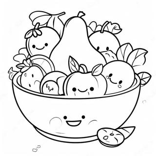 Colorful Fruit Bowl With Smiling Faces Coloring Page 33943-27324