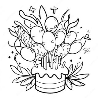 Colorful Birthday Bouquet Coloring Page 33953-27330