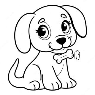 Cute Puppy With Dog Bone Coloring Page 33973-27357