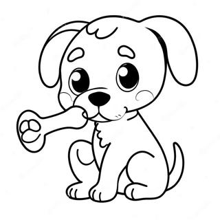 Cute Puppy With Dog Bone Coloring Page 33973-27358