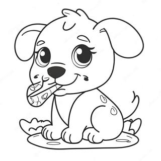 Cute Puppy With Dog Bone Coloring Page 33973-27360