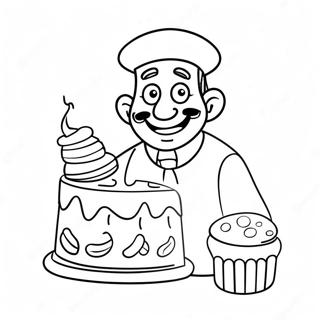 Funny Uncle With Cake Coloring Page 34013-27377