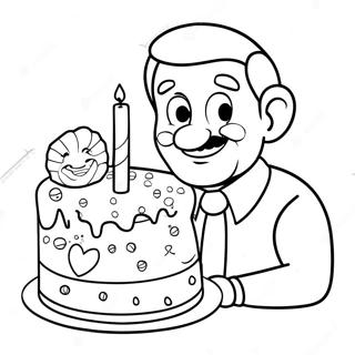 Funny Uncle With Cake Coloring Page 34013-27378