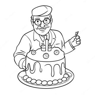 Funny Uncle With Cake Coloring Page 34013-27379