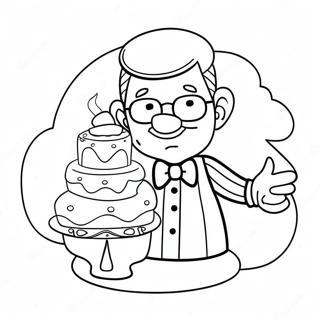 Funny Uncle With Cake Coloring Page 34013-27380