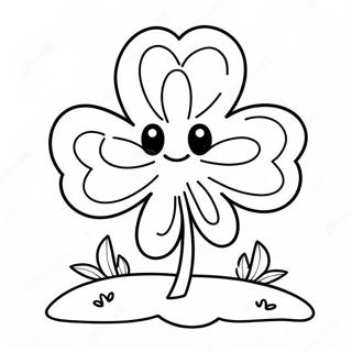 Cute Shamrock With Smiling Face Coloring Page 3402-2811