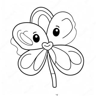 Cute Shamrock With Smiling Face Coloring Page 3402-2812