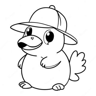 Funny Psyduck With A Hat Coloring Page 34043-27403