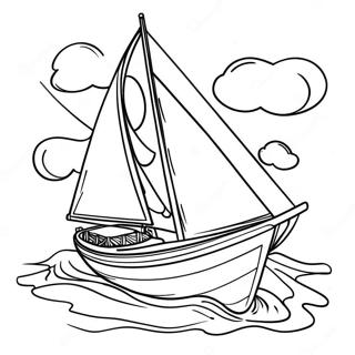 Sailing Boat On Calm Waters Coloring Page 342-271