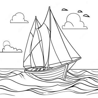 Sailing Boat On Calm Waters Coloring Page 342-272