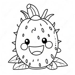 Cute Dragon Fruit With Smiling Face Coloring Page 34303-27629