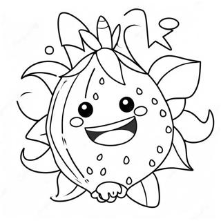 Cute Dragon Fruit With Smiling Face Coloring Page 34303-27631