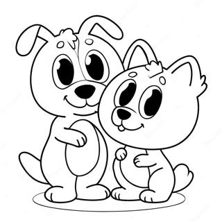 Bluey And Bingo Heart Shaped Coloring Page 34323-27622