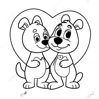 Bluey And Bingo Heart Shaped Coloring Page 34323-27623