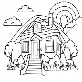 Rainbow House Coloring Pages