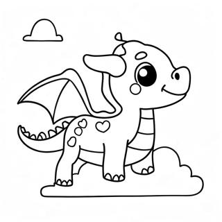 Kawaii Cute Dragon Flying In The Sky Coloring Page 34442-27715