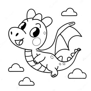 Kawaii Cute Dragon Flying In The Sky Coloring Page 34442-27716