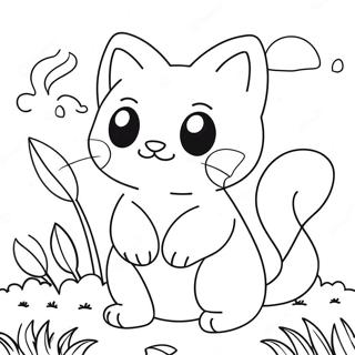 Cute Cat Pokemon In A Garden Coloring Page 34493-27758