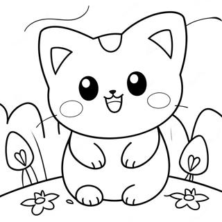 Cute Cat Pokemon In A Garden Coloring Page 34493-27759