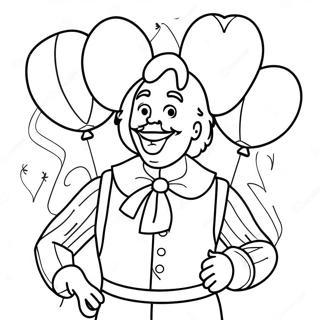 Cheerful Ronald Mcdonald With Balloons Coloring Page 34513-27782