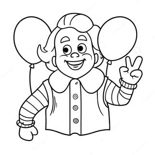 Cheerful Ronald Mcdonald With Balloons Coloring Page 34513-27784