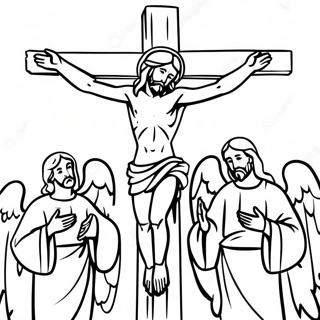 Jesus On The Cross With Angels Coloring Page 34533-27791