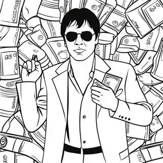 Scarface With Money And Guns Coloring Page 34543-27796