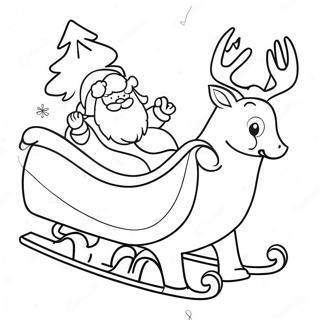 Festive Santa S Sleigh With Reindeer Coloring Page 34653-27882