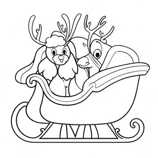 Festive Santa S Sleigh With Reindeer Coloring Page 34653-27883