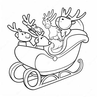 Festive Santa S Sleigh With Reindeer Coloring Page 34653-27884