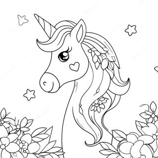 Sparkly Easter Unicorn With Flowers Coloring Page 34673-27900