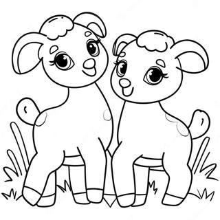 Playful Lambs Coloring Page 3482-2873