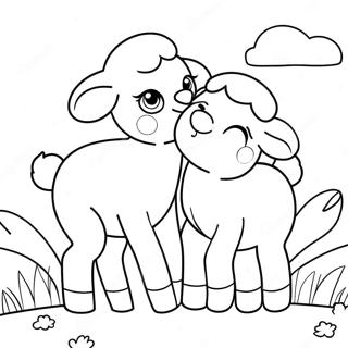 Playful Lambs Coloring Page 3482-2874